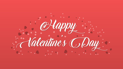 Fototapeta na wymiar Happy Valentine’s day card background with hearts in red. Gradient background