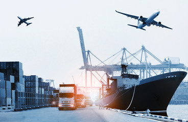 The world logistics  background or transportation Industry or shipping business, Container Cargo ...