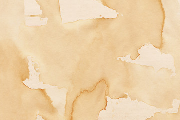 Vintage and old looking coffee cup stain background. Painted with a tea retro texture. Grunge paper for drawing. Ancient book page. - 316886654