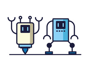 couple of robots technology icons