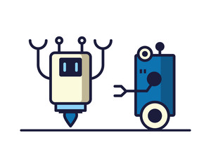 Naklejka premium couple of robots technology icons