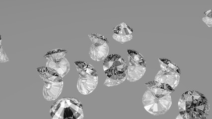Shiny gemstone diamond crystal on grey background