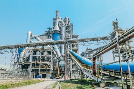 Industrial cement factory working with modern equipment in Vietnam