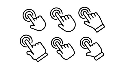 Fototapeta premium Hand clicking icon collection. Set of click pointer hands.