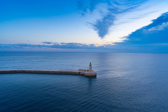 View of of the old Saint Elmo Lighthouse, Valletta,  Malta, Mediterranean Sea,  Light tower