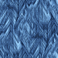 Indigo cyanotype dyed effect distressed worn bleached graphical motif. Noisy brushed faded mottled, intricate grungy stained navy design. Seamless repeat vector eps 10 pattern swatch.