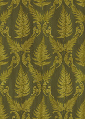 Fototapeta na wymiar Fern Seamless Wallpaper Pattern, green botanical forest tiling repeating damask background texture