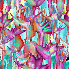 tropical jungle exotic floral print bright vivid seamless pattern endless repeat vibrant