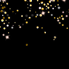Gold Glitter Stars. Luxury Shiny Confetti.