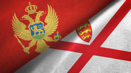 Montenegro and Jersey two flags textile cloth, fabric texture