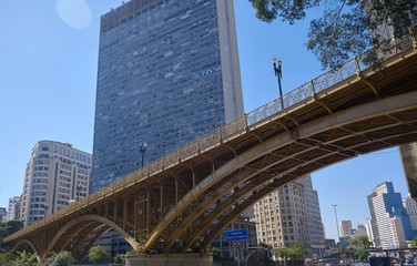 Low angle shot of Santa Ifigenia Viaduct captured in Sao Paulo, Brazil