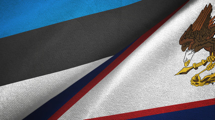 Estonia and American Samoa two flags textile cloth, fabric texture