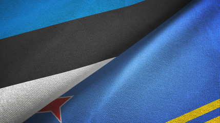 Estonia and Aruba two flags textile cloth, fabric texture