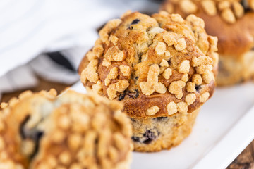 Blueberry Muffins (selective focus; detailed close-up shot)