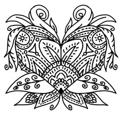Sketch design of heart ornamental pattern 