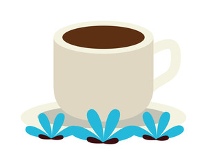 coffee in ceramic cup drink with leafs