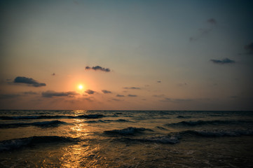 Beautiful sunset above sea.