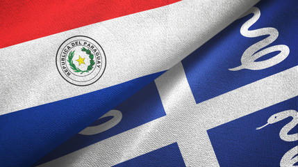 Paraguay and Martinique snake two flags textile cloth, fabric texture