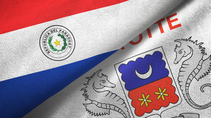 Paraguay and Mayotte two flags textile cloth, fabric texture