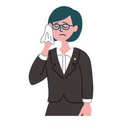 スーツ  女性　士業　焦っている