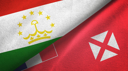 Tajikistan and Wallis and Futuna two flags textile cloth, fabric texture
