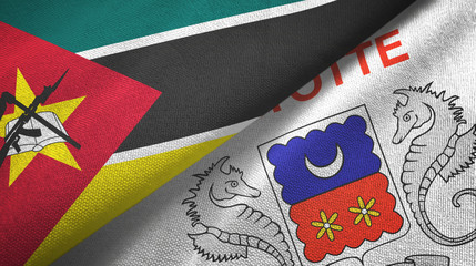 Mozambique and Mayotte two flags textile cloth, fabric texture