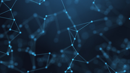 Abstract futuristic -  technology with polygonal shapes on dark blue background.  Design digital technology concept.