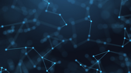 Abstract futuristic -  technology with polygonal shapes on dark blue background.  Design digital technology concept.