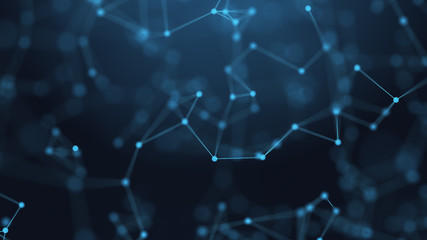 Abstract futuristic -  technology with polygonal shapes on dark blue background.  Design digital technology concept.