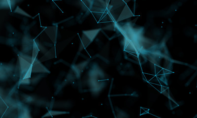 Abstract futuristic -  technology with polygonal shapes on dark blue background.  Design digital technology concept.