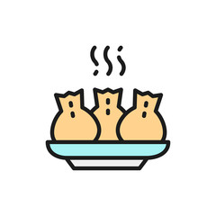 Khinkali, georgian cuisine flat color line icon. Isolated on white background