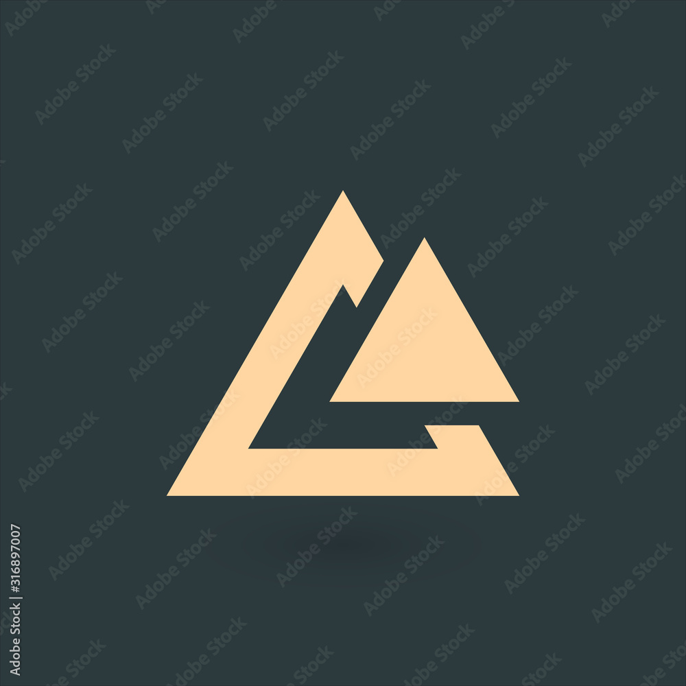 Poster modern and simple two triangle logo template. business identity tech element. stock vector illustrat