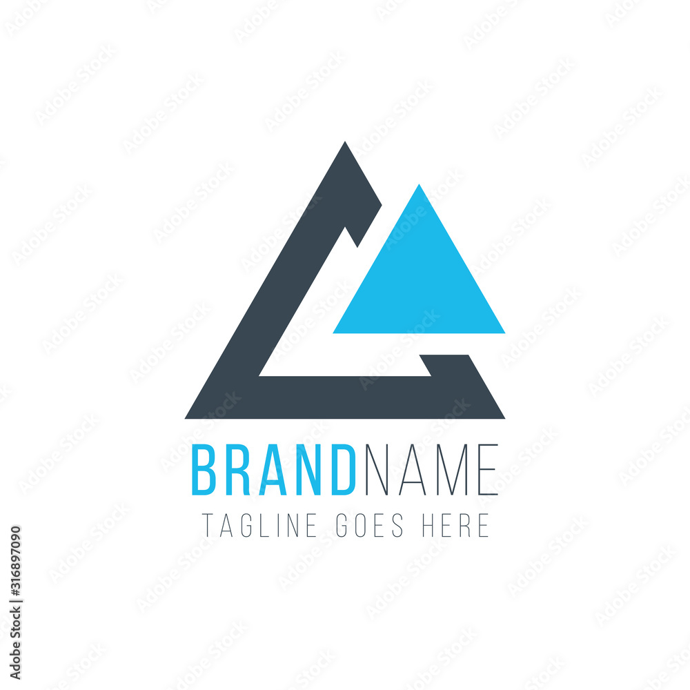 Poster modern and simple two triangle logo template. business identity tech element. stock vector illustrat