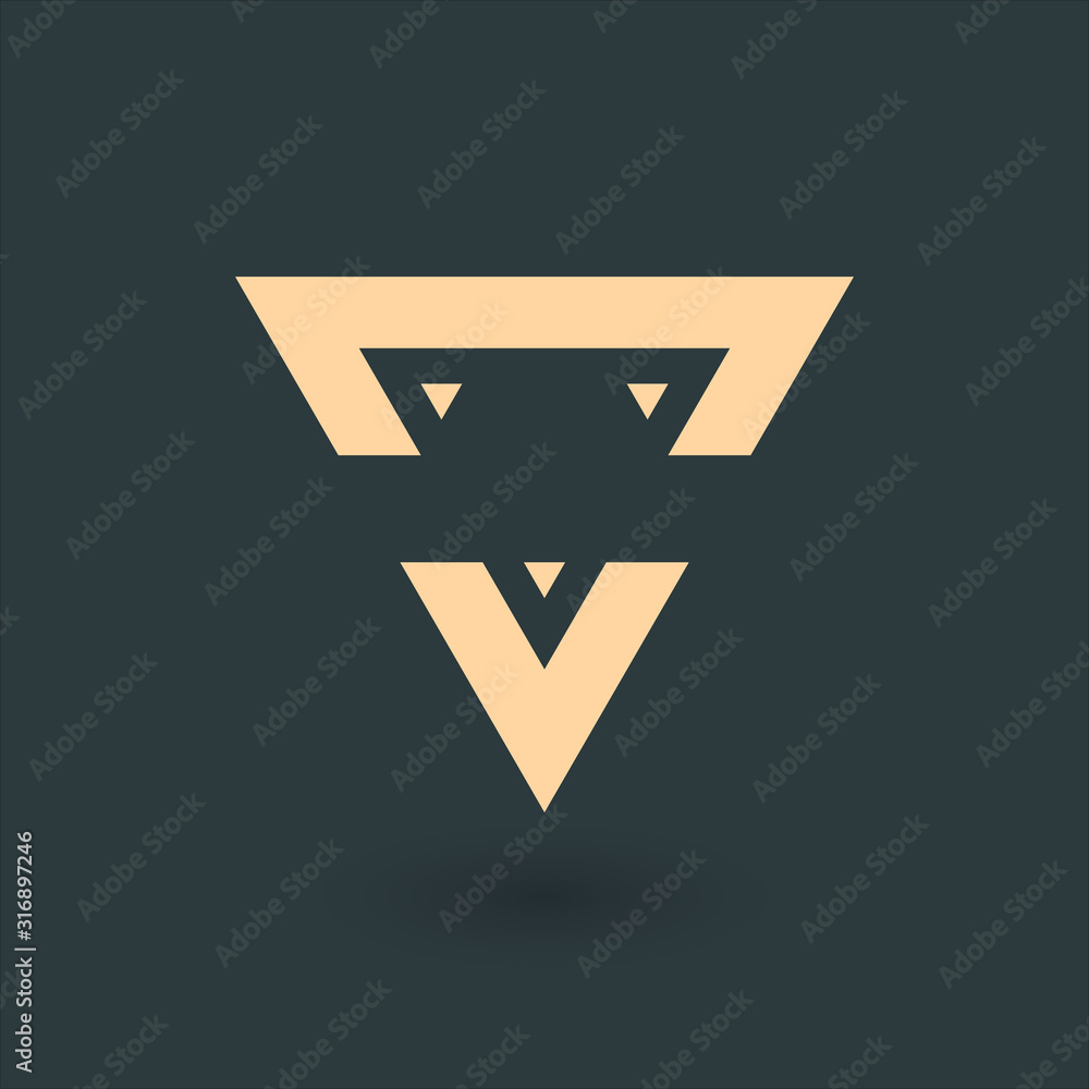 Poster triangle pyramid abstract geometrical logo design. business identity tech element. stock vector illu