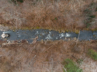 Aerial View of the Dan River near the Blue Ridge Parkway in Virginia
