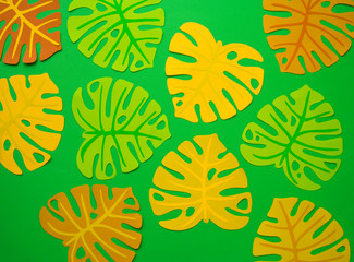 Tropical leaves made of paper