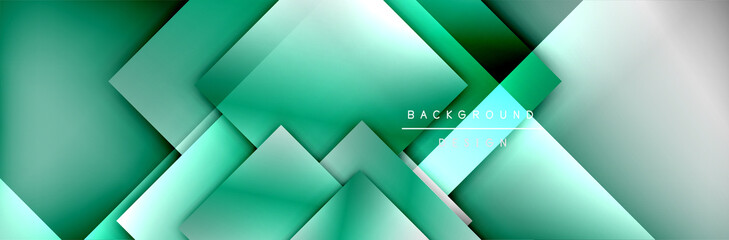 Square shapes composition geometric abstract background. 3D shadow effects and fluid gradients. Modern overlapping forms