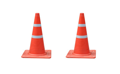 isolated​ traffic cone with​ white​ background.