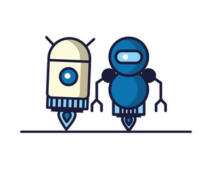couple of robots technology icons
