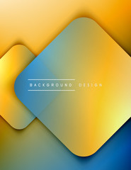 Rounded squares shapes composition geometric abstract background. 3D shadow effects and fluid gradients. Modern overlapping forms.