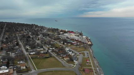 US Coast Guard Station Port Huron aerial video 4k