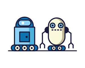 couple of robots technology icons