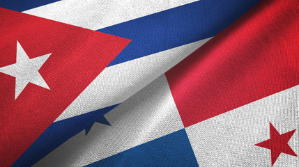 Cuba and Panama two flags textile cloth, fabric texture