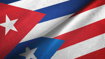 Cuba and Puerto Rico two flags textile cloth, fabric texture