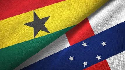 Ghana and Netherlands Antilles two flags textile cloth, fabric texture