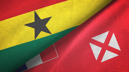 Ghana and Wallis and Futuna two flags textile cloth, fabric texture