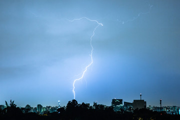 lightning over city