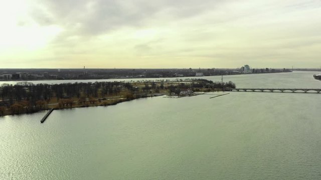 Aerial video Belle Isle Detroit Mi USA