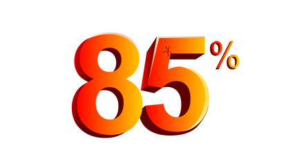 Isometric Realistic 3D View 85% Sign in Shiny Orange and Yellow Color
