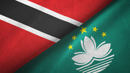 Trinidad and Tobago and Macau two flags textile cloth, fabric texture